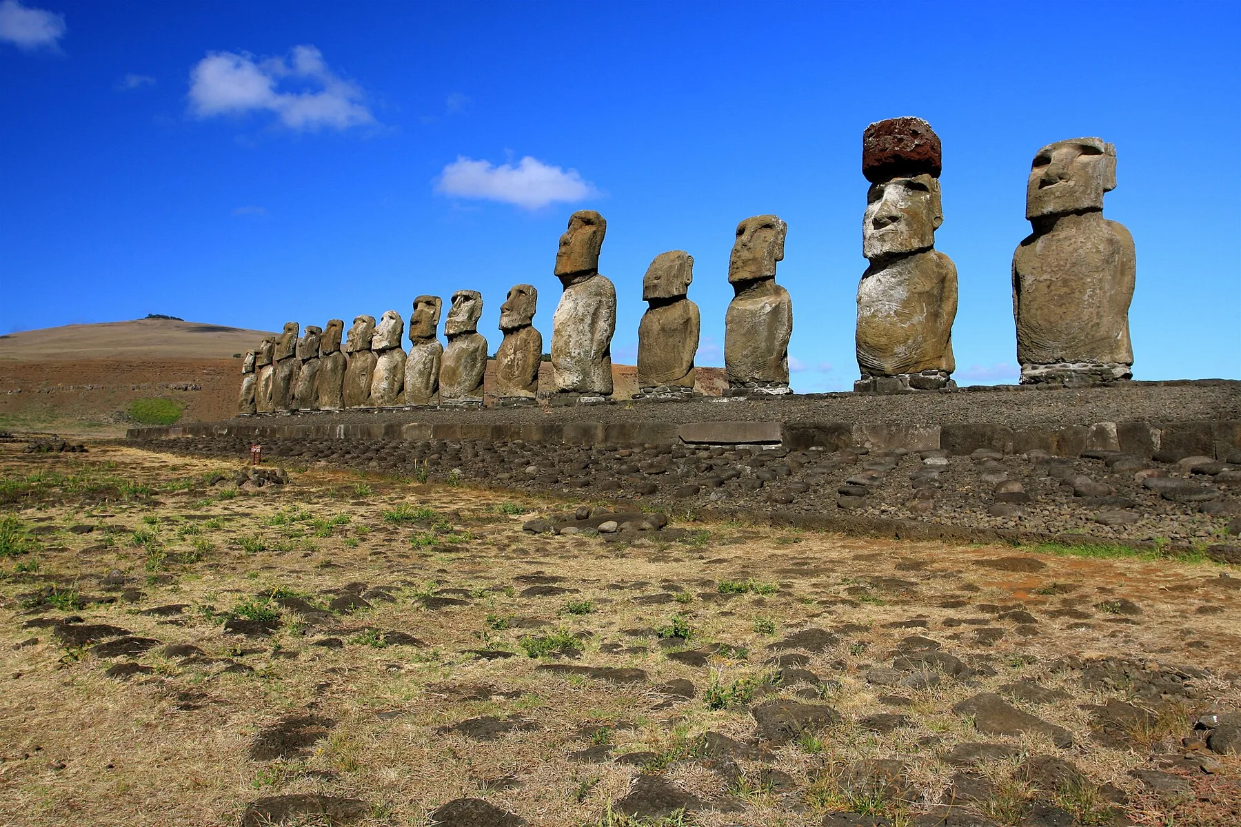 The fifteen restored moai of Ahu Tongariki, Rapa Nui